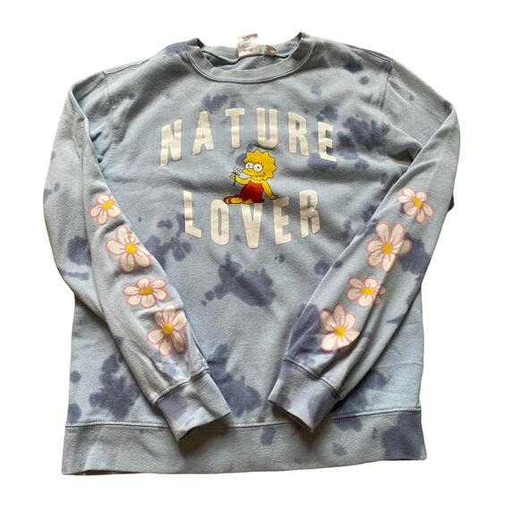 The Simpson’s Sweater Womens S/M Small Medium Casual Blue Tie Dye Nature Lover - Picture 3 of 12